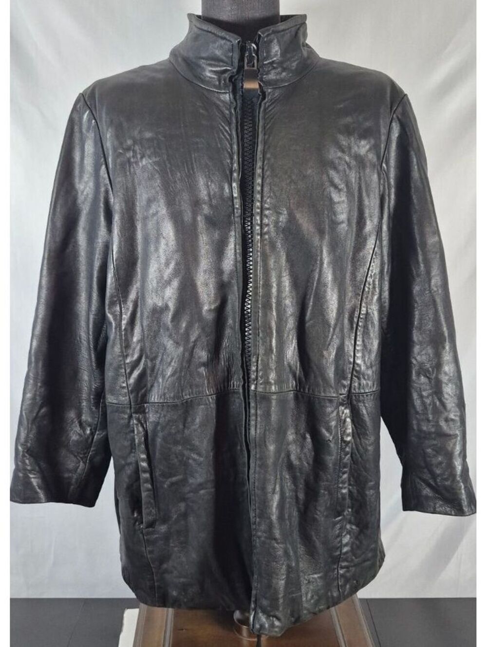 Vintage LNR Nordstrom Black Genuine Leather Long Jacket 80s 90s